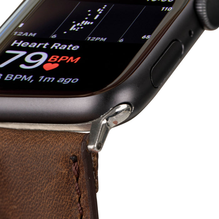 Classic Leather Apple Watch Ultra Band – 49mm Replacement Strap (Distressed Coffee, Silver Hardware) - BlackBrook Case