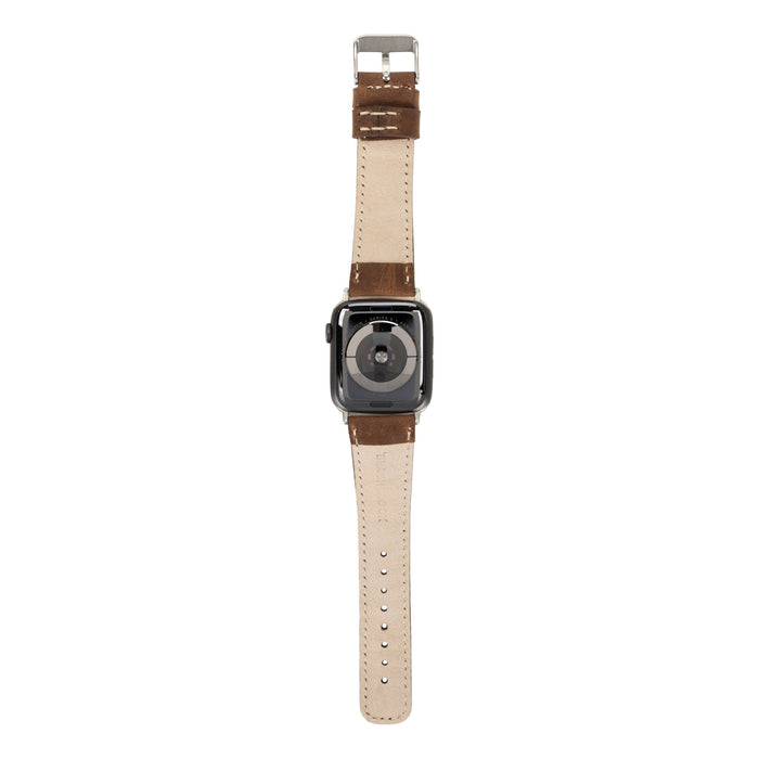 Classic Leather Apple Watch Ultra Band – 49mm Replacement Strap (Distressed Coffee, Silver Hardware) - BlackBrook Case