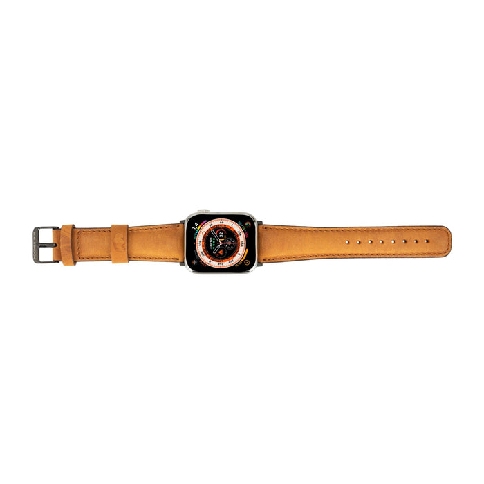 Classic Leather Apple Watch Ultra Band – 49mm Replacement Strap (Golden Brown, Black Hardware) - BlackBrook Case