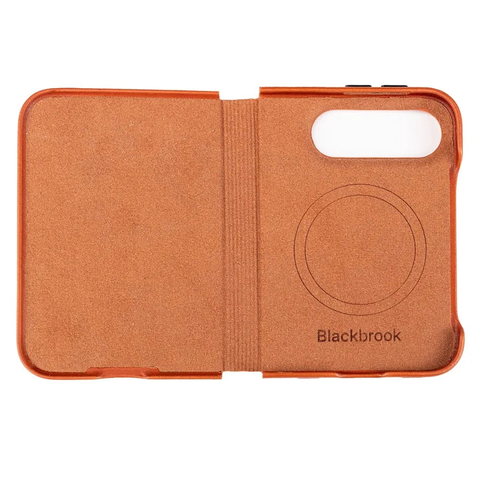 Classic Leather Folio Wallet Case for iPhone Duo, Burnished Tan - BlackBrook Case