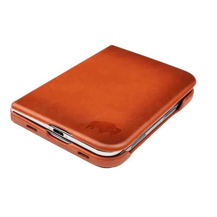 Classic Leather Folio Wallet Case for iPhone Duo, Burnished Tan - BlackBrook Case