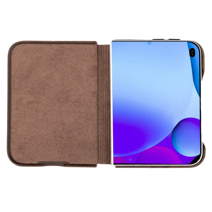 Classic Leather Folio Wallet Case for iPhone Duo, Distressed Coffee - BlackBrook Case