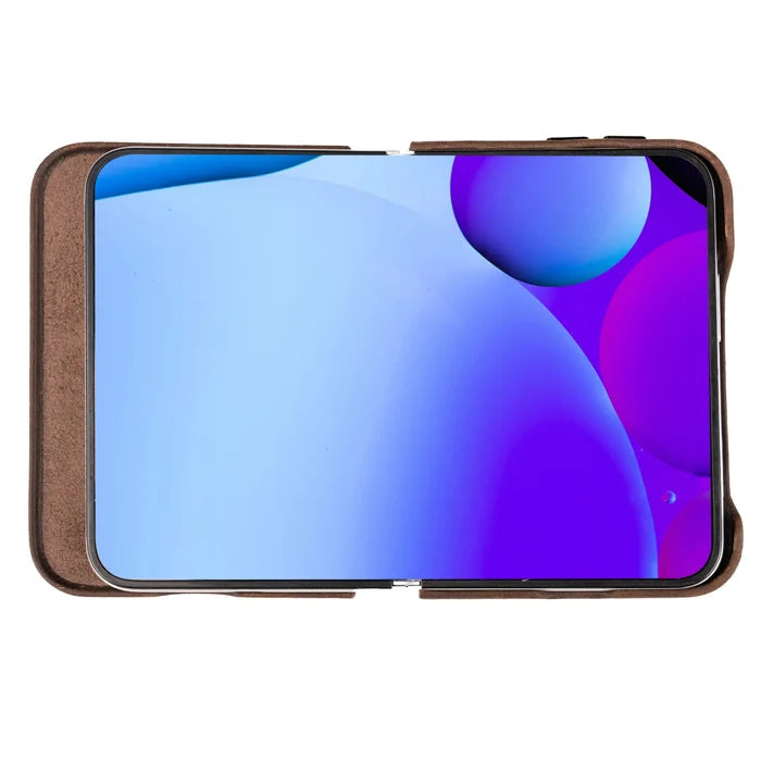 Classic Leather Folio Wallet Case for iPhone Duo, Distressed Coffee - BlackBrook Case
