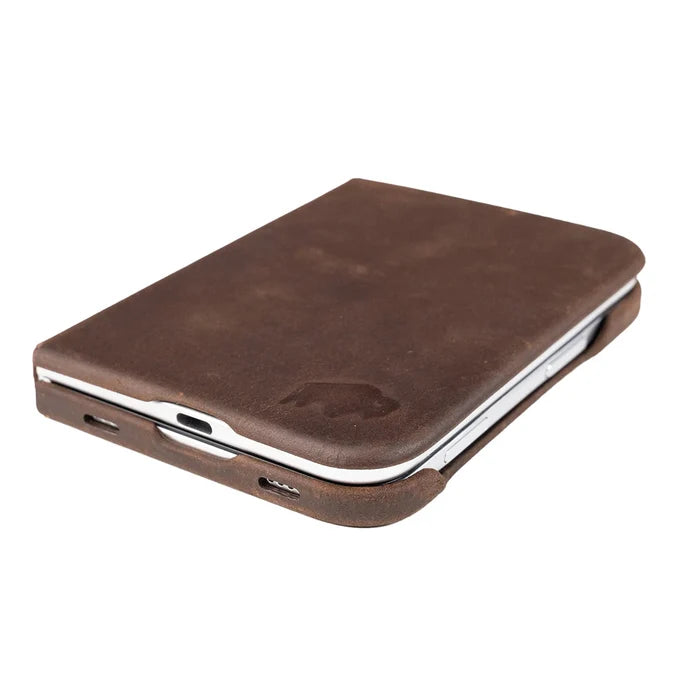 Classic Leather Folio Wallet Case for iPhone Duo, Distressed Coffee - BlackBrook Case