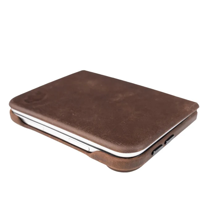 Classic Leather Folio Wallet Case for iPhone Duo, Distressed Coffee - BlackBrook Case