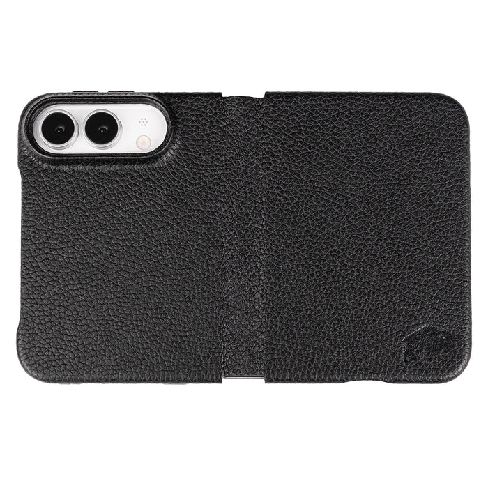 Classic Leather Folio Wallet Case for iPhone Duo, Pebble Black - BlackBrook Case