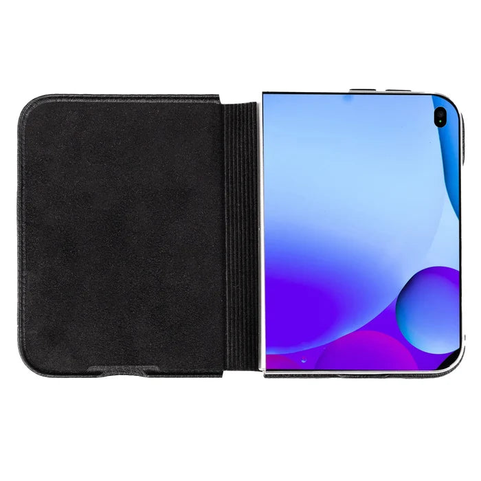 Classic Leather Folio Wallet Case for iPhone Duo, Pebble Black - BlackBrook Case