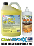 CLEANAWORX Boat Wash Boat Polish Kit, 5l Wash and Wax, 1 Litre Boat Polish Maxi Wax