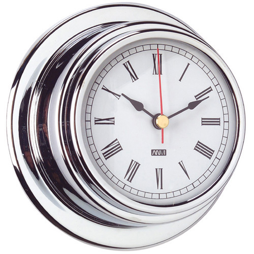 Clock With Roman Rumerals - Chrome Plated Brass  - 70mm - Bosuns Boat