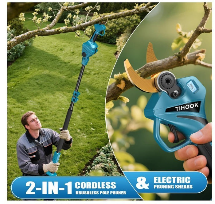 Cordless Electric Secateur 40mm Pruning Shears 8.2ft Pole Garden Tool- 296