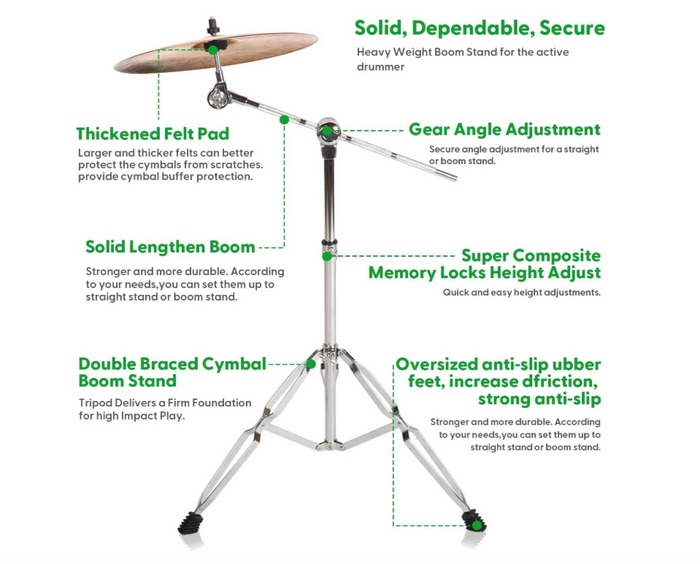 Cymbal Stand Double Braced Straight&Tilted Cymbal Holder,Height Adjustable-40