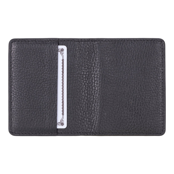 Dean Full‑Grain Leather Card Wallet, Pebble Black - BlackBrook Case