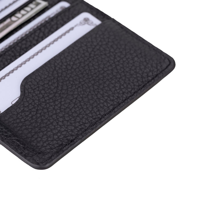 Dean Full‑Grain Leather Card Wallet, Pebble Black - BlackBrook Case