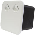 DELUXE MODEL OPENING STORAGE HATCHES - SIZE B, WHITE, WITH STORAGE BOX FITTED - bosunsboat