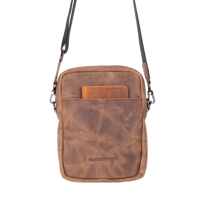 Dillon Full‑Grain Leather Crossbody Bag – Distressed Coffee - BlackBrook Case