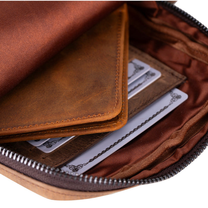 Dillon Full‑Grain Leather Crossbody Bag – Distressed Coffee - BlackBrook Case