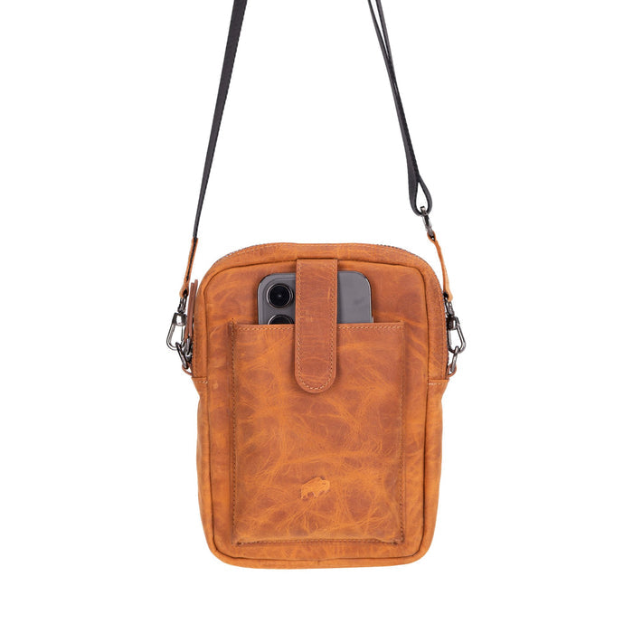 Dillon Full‑Grain Leather Crossbody Bag – Golden Brown - BlackBrook Case