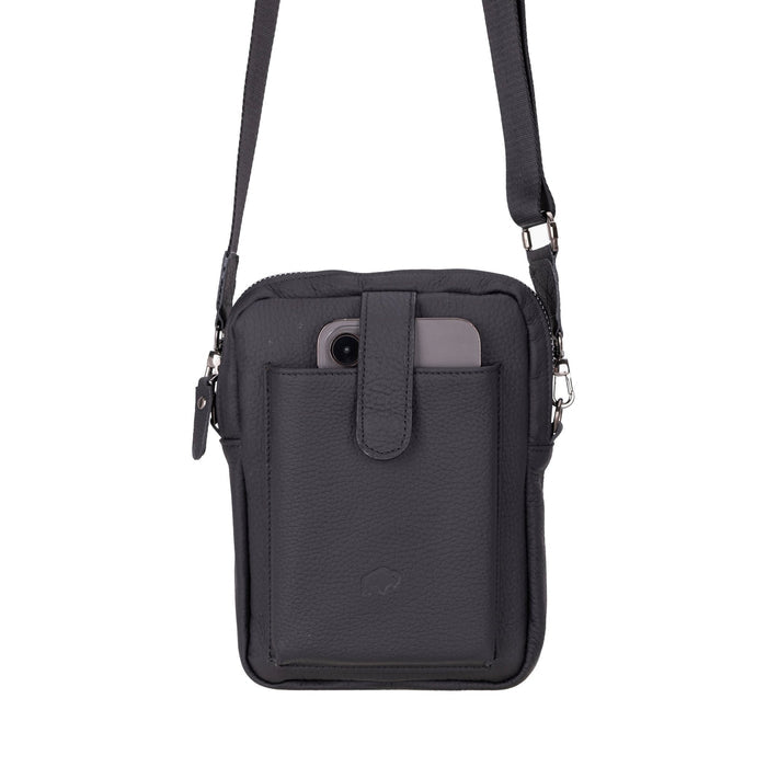 Dillon Full‑Grain Leather Crossbody Bag – Pebble Black - BlackBrook Case