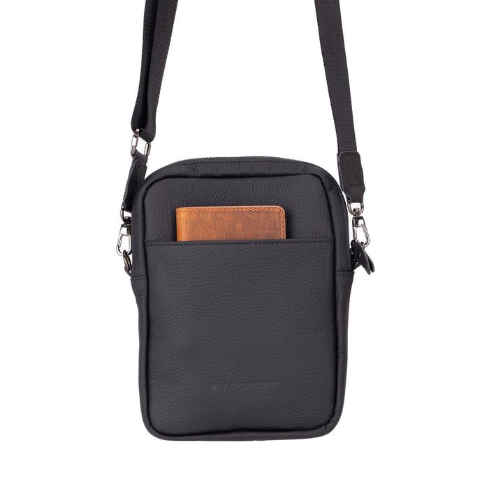 Dillon Full‑Grain Leather Crossbody Bag – Pebble Black - BlackBrook Case