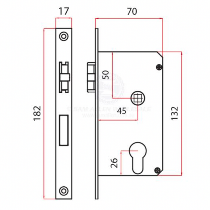 DOOR LOCK - ANTI-RATTLE MORTISE DIECAST BRASS