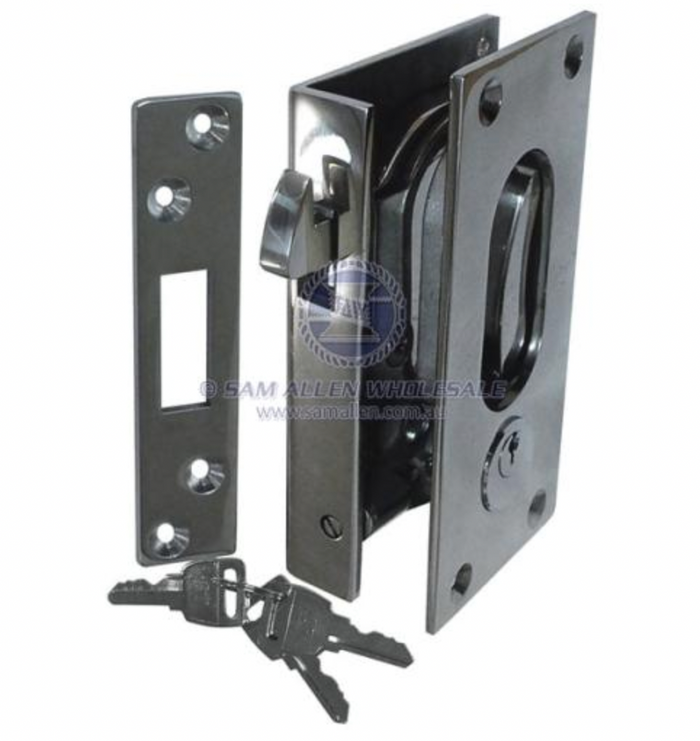 DOOR LOCK - SLIDING STAINLESS STEEL - Bosuns Boat