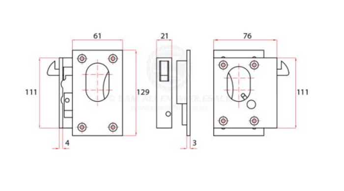DOOR LOCK - SLIDING STAINLESS STEEL - Bosuns Boat