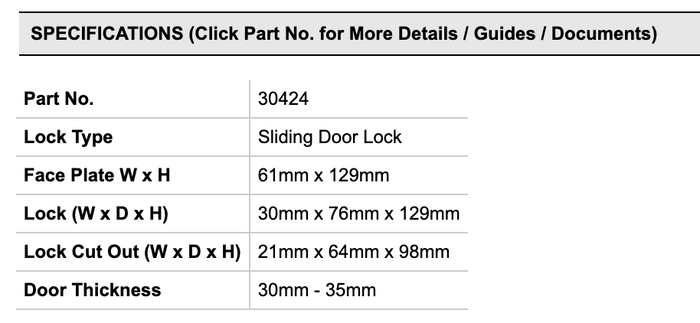 DOOR LOCK - SLIDING STAINLESS STEEL - Bosuns Boat