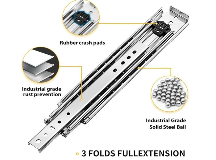Drawer Runners Heavy Duty Ball Bearing Full Extension 209kg lock 750mm -302