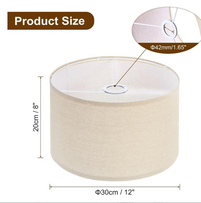 Drum Lampshades Set of 2 Linen Cream Easy Assembly Lamp Shades-293