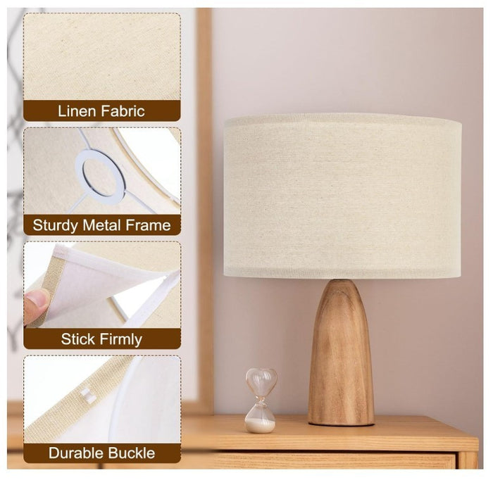 Drum Lampshades Set of 2 Linen Cream Easy Assembly Lamp Shades-293