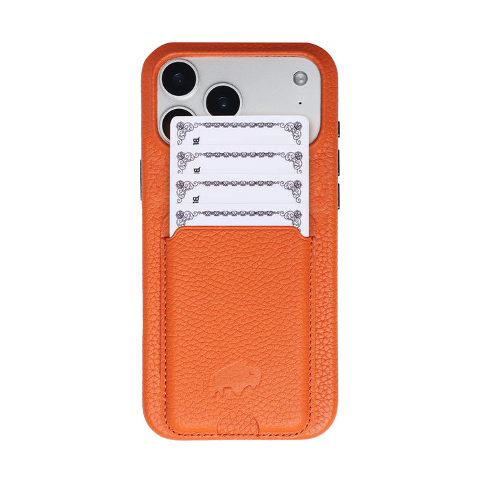 Duke Leather MagSafe Wallet, Pebble Orange - BlackBrook Case