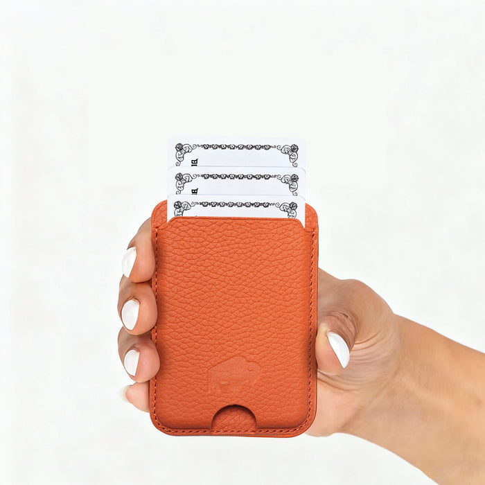 Duke Leather MagSafe Wallet, Pebble Orange - BlackBrook Case