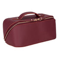 Ella Full‑Grain Leather Makeup Bag, Bordeaux - BlackBrook Case