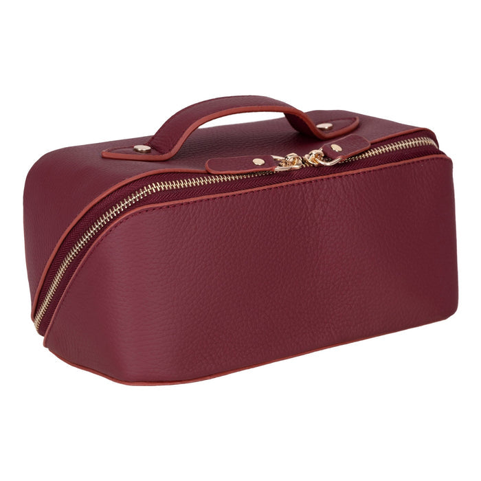 Ella Full‑Grain Leather Makeup Bag, Bordeaux - BlackBrook Case