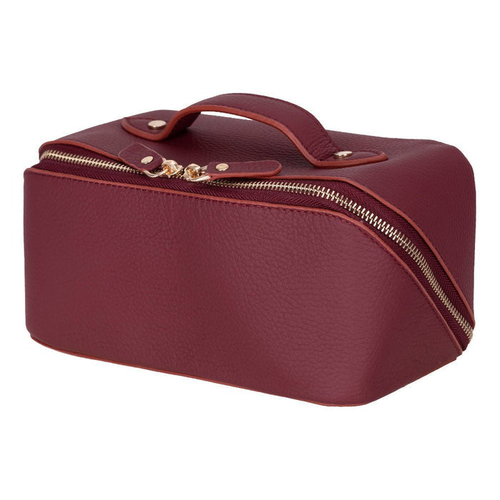 Ella Full‑Grain Leather Makeup Bag, Bordeaux - BlackBrook Case