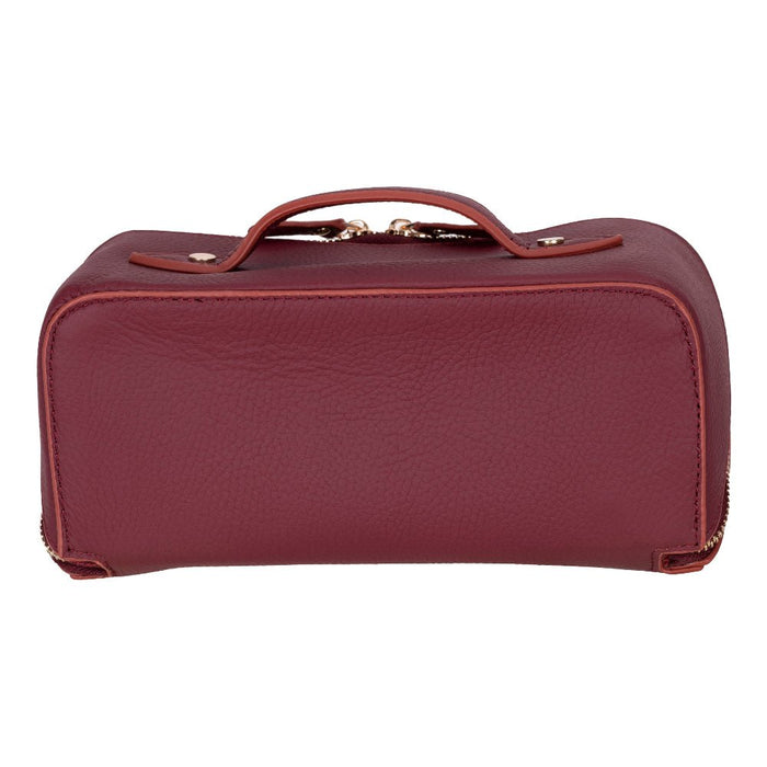 Ella Full‑Grain Leather Makeup Bag, Bordeaux - BlackBrook Case