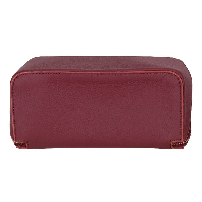 Ella Full‑Grain Leather Makeup Bag, Bordeaux - BlackBrook Case