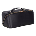 Ella Full‑Grain Leather Makeup Bag, Pebble Black - BlackBrook Case