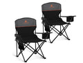 Folding Camping Chairs Set of 2 with Cooler Bag & Cup Holder Black- 313