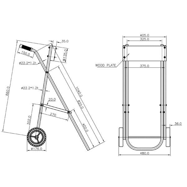 Folding Outboard Motor Trolley - Stainless Steel Frame