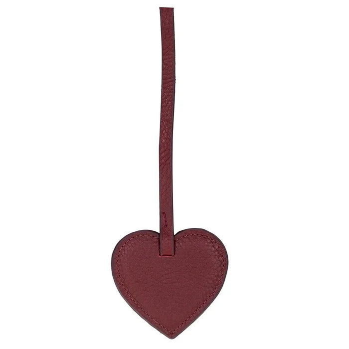 Full - Grain Leather Heart Bag Charm, Carobwood - BlackBrook Case