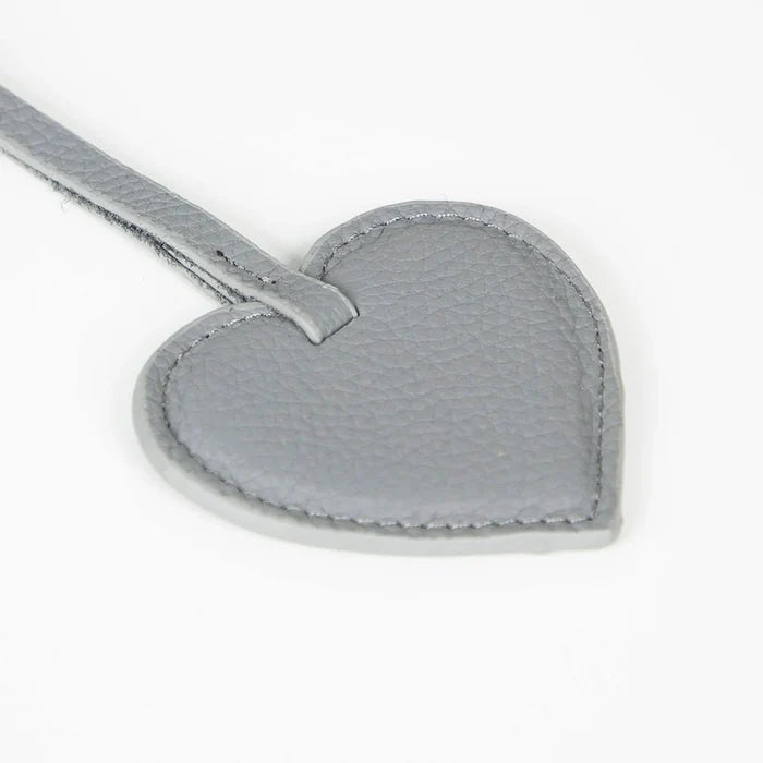 Full - Grain Leather Heart Bag Charm, Cement - BlackBrook Case