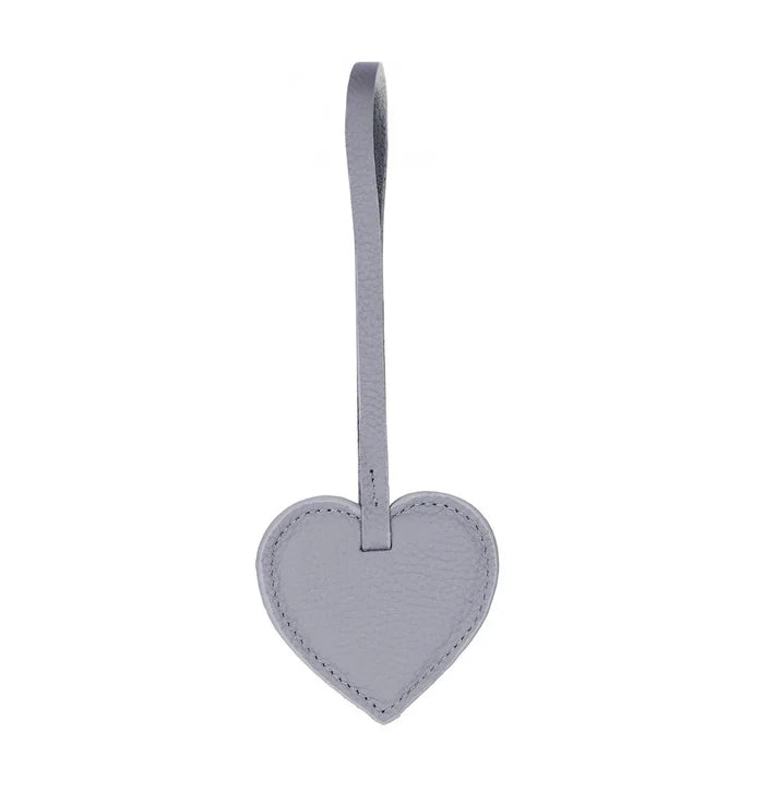 Full - Grain Leather Heart Bag Charm, Cement - BlackBrook Case