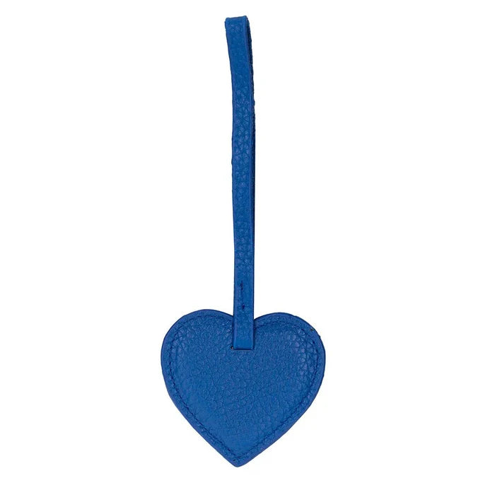 Full - Grain Leather Heart Bag Charm, Cerulean - BlackBrook Case