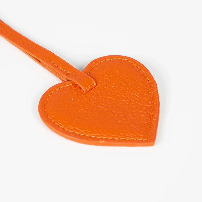 Full - Grain Leather Heart Bag Charm, Coral - BlackBrook Case
