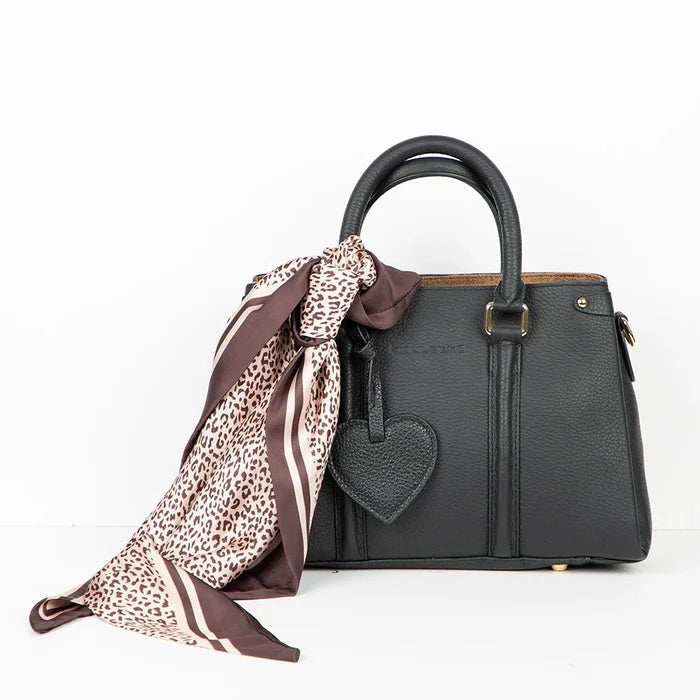 Full - Grain Leather Heart Bag Charm, Eclipse - BlackBrook Case