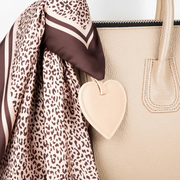 Full - Grain Leather Heart Bag Charm, Marmalade - BlackBrook Case