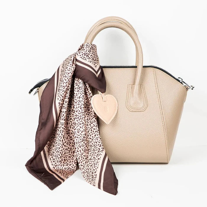 Full - Grain Leather Heart Bag Charm, Marmalade - BlackBrook Case