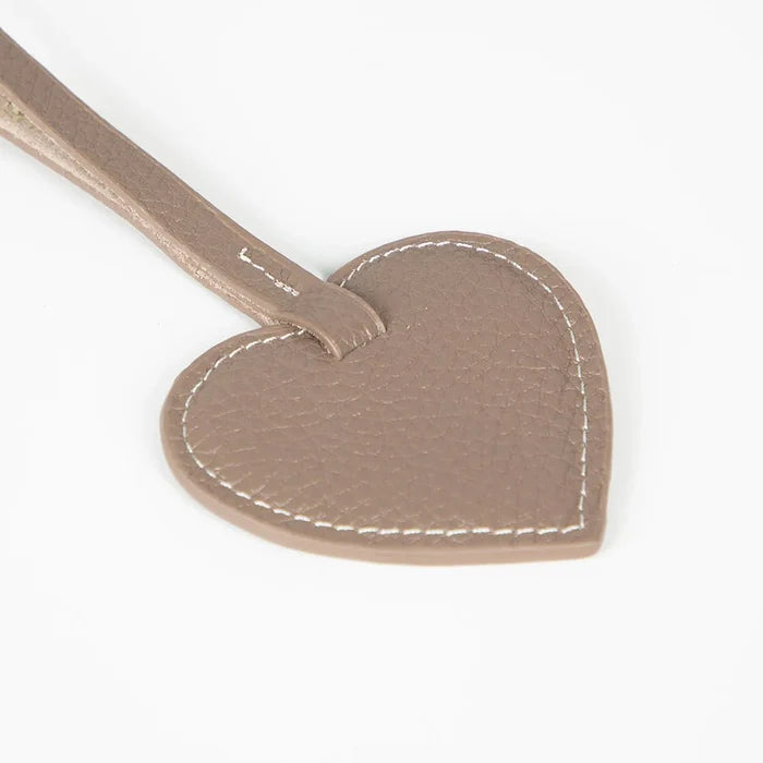 Full - Grain Leather Heart Bag Charm, Mink - BlackBrook Case