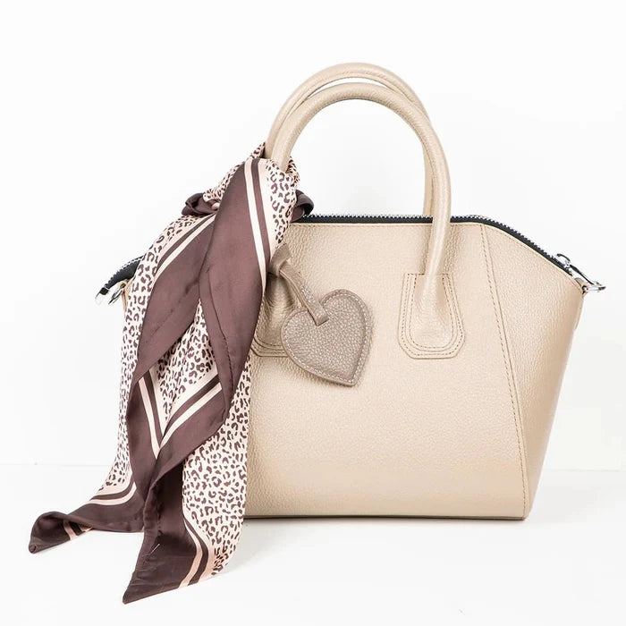 Full - Grain Leather Heart Bag Charm, Mink - BlackBrook Case